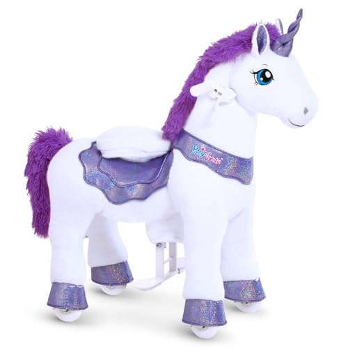 PonyCycle Essentiell Modell E Reiteinhorn Spielzeug auf Rollen, Einhorn Spielzeug (mit Bremse/Größe 3 für 3-5 Jahre), Schaukelpferd Spielzeug Lila Einhorn - E313 von PonyCycle