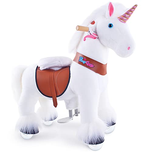 PonyCycle Klassisch Authentisches Einhorn Kinderfahrrad Kinderroller (mit Bremse und Klang/ 76cm Höhe/Größe 3 für Alter 3-5) Pony-Fahrradfahrt auf weißem Einhorn Modell Ux304 von PonyCycle