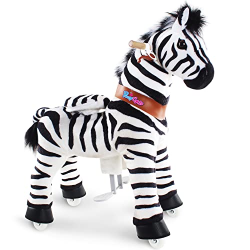 PonyCycle Klassisch Zebra Kinder reiten auf Spielzeug Kinderroller (mit Bremse / 90cm Höhe/Größe 4 für Alter 4-8) Pony Cycle Fahrt auf Zebra Plüschtier Stofftier Spielzeug Modell Ux468 von PonyCycle