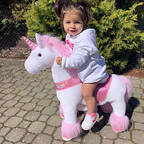 PonyCycle Offizielle Klassisch U-Serie Reiten auf Einhorn Spielzeug Plüsch Lauftier Rosa Einhorn für 3-5 Jahre Kleine Größe U302 von PonyCycle