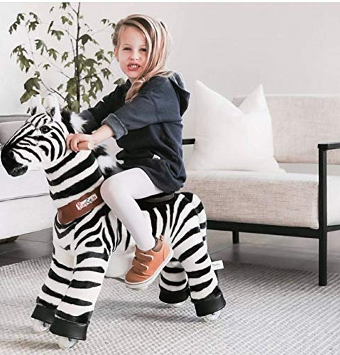 PonyCycle Offizielle Klassisch U-Serie Reiten auf Zebra Spielzeug Plüsch Lauftier Zebra für Alter 4-9 Mittlere Größe U468 von PonyCycle