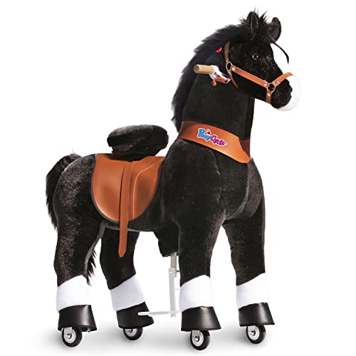 PonyCycle Klassisch Mechanisches Reiten (mit Bremse und Klang/ 108cm Höhe/Max. Belastung 80 kgs/Größe 5 für Alter 7+) Fahrt auf Spielzeug für Kinder Schwarzes Pferd Ux526 von PonyCycle