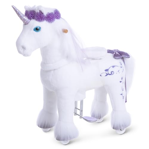 PonyCycle Premium Modell X Einhorn Reitpferd (mit Bremse/Größe 4 für Alter 4-8 Jahre) Spielpferd zum Reiten, Einhorn Pferd zum Reiten Lila Einhorn X41 von PonyCycle