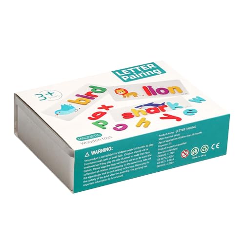 Poo4kark ABC-Z Holz Alphabet-Puzzle Tier Karte, Magnetische Anziehung Alphabetpuzzle Geeignet für Kinder im Alter von 3-6 Jahren, Vorschulerziehung (Colorful, 1:1) von Poo4kark