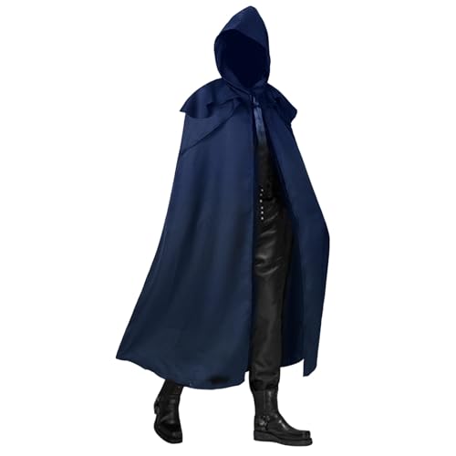 Poo4kark Christmas Fille Herren Halloween COS Kostüm Volltonfarbe Maskerade Verkleidung Mittelalterlicher mit (Blue, XXXL) von Poo4kark