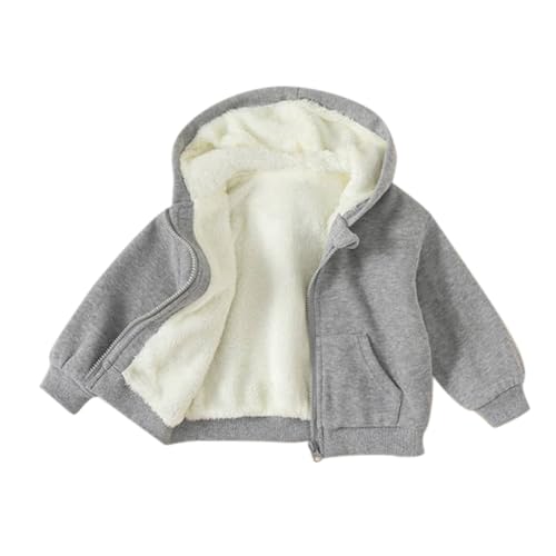 Poo4kark Christmas Fille Winter Warm Kinder Einfarbig Mantel Jungen Mädchen Western Stil Hoodie Mit Strickjacke Jacke (Grey, 12-18 Months) von Poo4kark