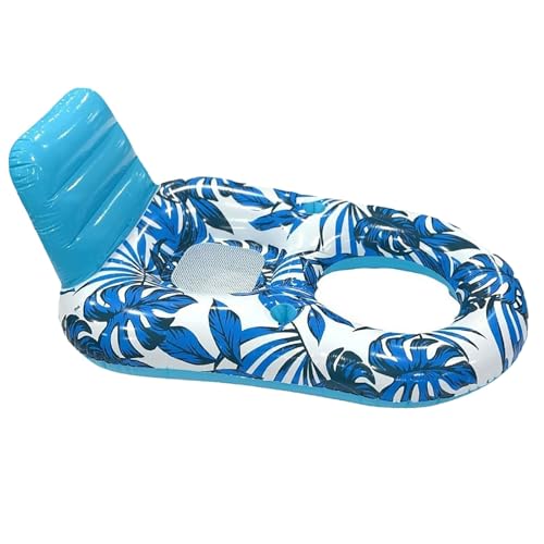 Poo4kark Floating Recliner Chair Tragbarer aufblasbarer schwimmender Schaukelstuhl „Leaf Solo Lounger“ zum Entspannen auf dem Wasser (Light Blue, 140x92x64cm) von Poo4kark