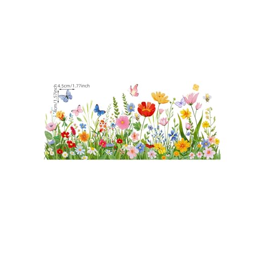 Poo4kark Home Bunte Blumenstrauß Aufkleber Haftet Wiederverwendbare Abnehmbare Doppel Für Hause (A, 60X30cm) von Poo4kark