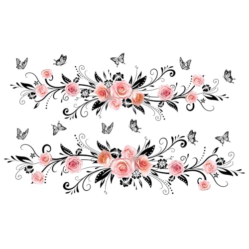 Poo4kark Karneval Wandaufkleber mit Blumen grünen Blättern, ideal für Wohnzimmer, Schlafzimmer, (30X60CM) von Poo4kark