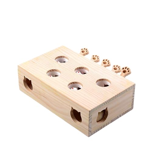 Poo4kark Katze Interaktives Katzenspiel Holz Verziertes Hämmerspielzeug. Infused Hammering Toy zur spielerischen Beschäftigung für Unterhaltung Bewegung von Hauskatzen. (A, 36x30.5x13cm) von Poo4kark