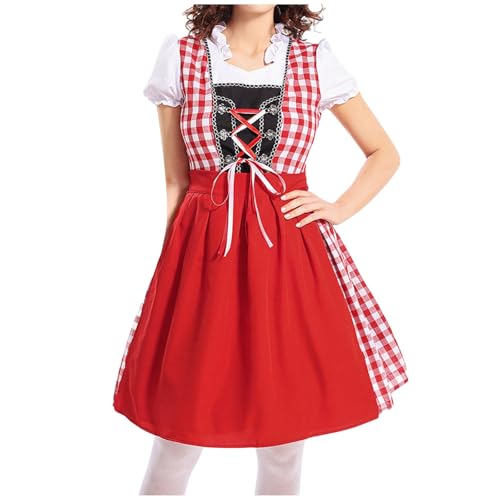 Poo4kark Nationaltracht Rot Kariert Oktoberfest (Red, XXL) von Poo4kark