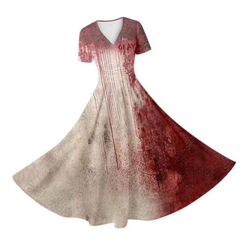 Poo4kark Outdoor Damen Vintage Ärmelloses Halloween Abend Party Ballkleid Lange Kleider (Red, M) von Poo4kark