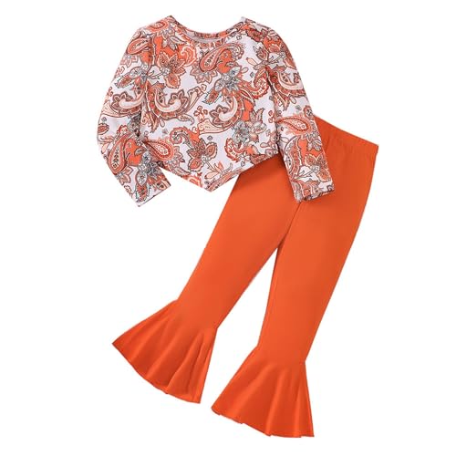 Poo4kark Outdoor Neu Mädchen/Winter Vintage Top + Ausgestelltes Hose Für Mittlere Kleine (Orange, 3-4 Years) von Poo4kark