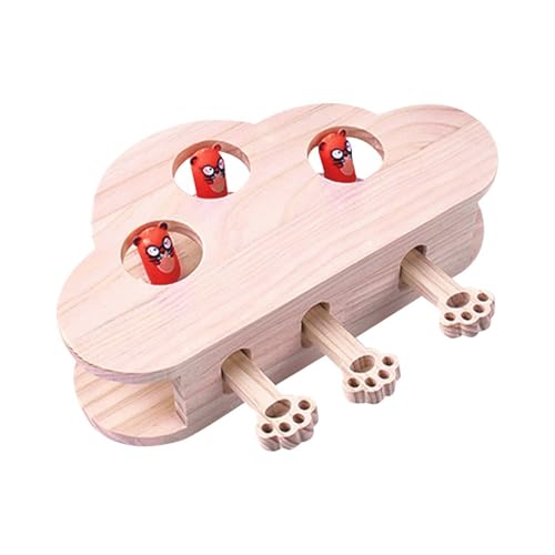 Poo4kark Pet Katzenspielzeug „Whack a Mole“ Holz – interaktiv für Katzen mit 4 Mäusen stabilem Design (A, One Size) von Poo4kark