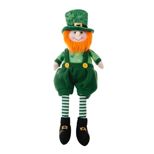 Poo4kark St. Patrick's Day Ornament Niedliche Cartoon-Puppe mit Langen Beinen, Puppe, irisches grünes Blatt, Festival, Heimdekoration, Festivals, Party-Dekoration, Requisiten, Kinder (Green, 43X19cm) von Poo4kark