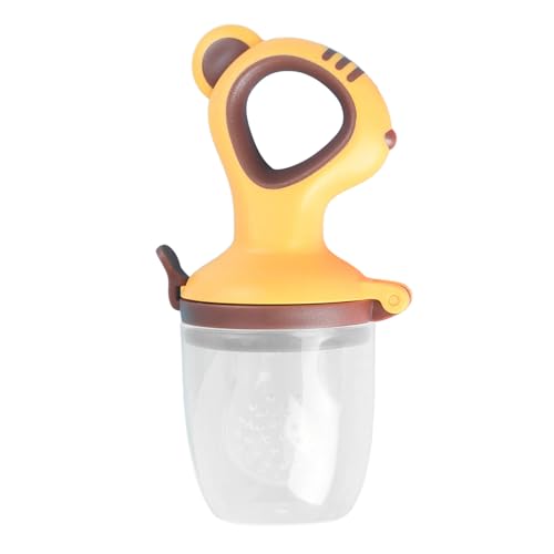 Poo4kark Toy Baby Food Feeder Obst Schnuller Lebensmittel Obst Fütterung Für Kleinkind Silikon Obst Zahnen Ohne (Yellow, 12x6cm) von Poo4kark