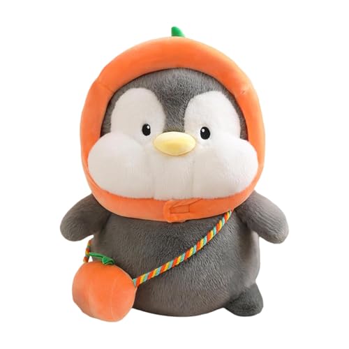 Poo4kark Toy Kuscheltier Pinguin Spielpuppe Kuscheltier zum Kuscheln Spielen Krawatte mit Mütze Ranzen Pinguin (Kürbisrucksack) (Grey, 25cm) von Poo4kark