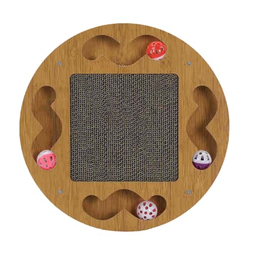 Poo4kark Valentinstag Interaktives Katzenspielzeug zum Kratzen Necken, Rennstreckenspielzeug mit Kratzbrett, multifunktionales Katzen-Neckspielzeug (Yellow, 38.5X38.5CM) von Poo4kark