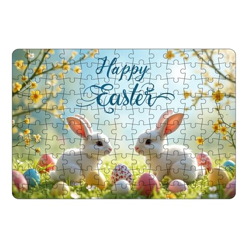 Poo4kark Valentinstag Osterhase, Puzzle-Set, Osterhasen-Puzzles, pädagogische Puzzles für Kinder, perfekt für den Spieleabend mit der Familie (F-Sky Blue, 21x30cm) von Poo4kark