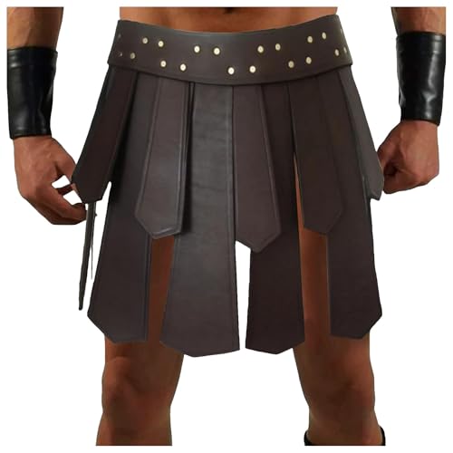 Poo4kark Weihnachten Herren Textur Taillenschutz Klassische Schürze Drama Bühnenauftritt Cosplay Requisiten Taille verstellbar (Brown, One Size) von Poo4kark