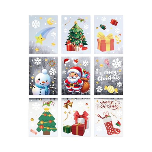 Poo4kark Weihnachten SmartMaster 9 Stück Weihnachts Fensterbilder Fensterbilder Weihnachtliche Fensterdeko Weihnachtsfensteraufkleber für Glastüren Schaufenster Glasfronten (Clear, One Size) von Poo4kark