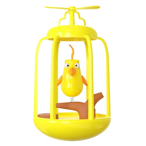 Poo4kark im Käfig Katzenspielzeug Vogelkäfig Katzenspielzeug im Käfig Katzenspielzeug Interaktives Tumbler Katzenspielzeug Quietschsimulation Vogelkäfig (Yellow, 19.5X11.5cm) von Poo4kark