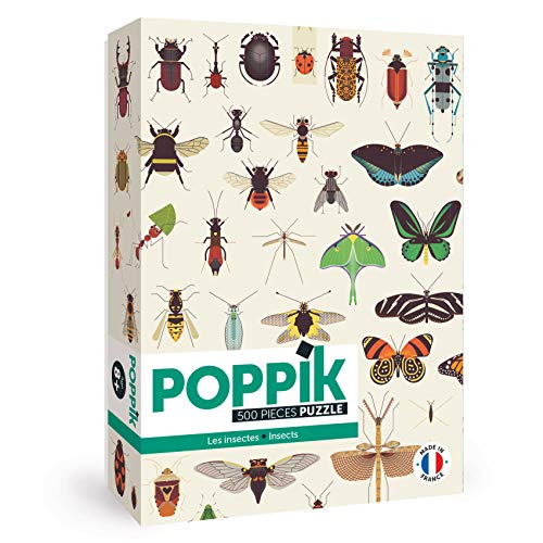 Poppik PUZ08 500 Teile Insects-Fun Pädagogisches Puzzle für Kinder ab 7 Jahren von Poppik