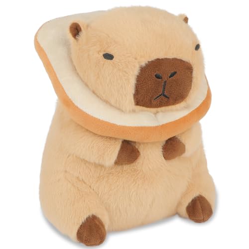 Capybara Plüschtier, Niedliche Capybara Kuscheltier Capybara Kuscheltiere Plüschtier mit Schildkrötenrucksack Capybara Plushie Puppen Niedlichen Capybara Plushies für Home Deko Kinder (Toast) von Poptrend