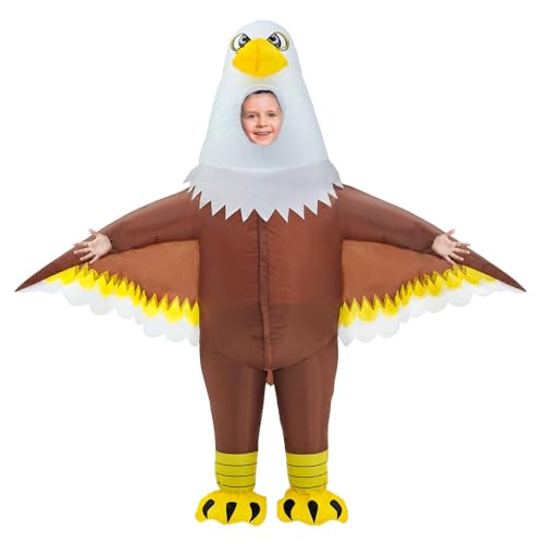 Poptrend Aufblasbares Adler Kostüm für Erwachsene Kinder, Halloween Adlerkostüm für Männer und Frauen, Vogel-Tieranzug, Kostüm, Aufblasbares Kostüm für Halloween Party Cosplay (Kind) von Poptrend