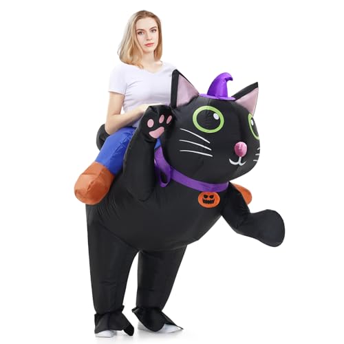 Poptrend Aufblasbares Katze Kostüm Katzenkostüm für Erwachsene Kinder, Halloweenkostüme für Männer Frauen, zum Aufblasen, lustige Kostüme für Kostümpartys (Erwachsene) von Poptrend