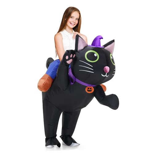 Poptrend Aufblasbares Katze Kostüm Katzenkostüm für Erwachsene Kinder, Halloweenkostüme für Männer Frauen, zum Aufblasen, lustige Kostüme für Kostümpartys (Kinder) von Poptrend