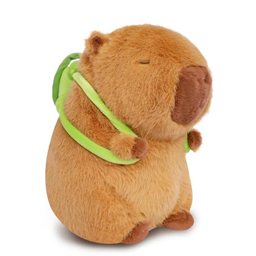 Poptrend Capybara Plüschtier, Niedliche Capybara Kuscheltier Capybara Kuscheltiere Plüschtier mit Schildkrötenrucksack Capybara Plushie Puppen Niedlichen Capybara Plushies für Home Deko Kinder von Poptrend