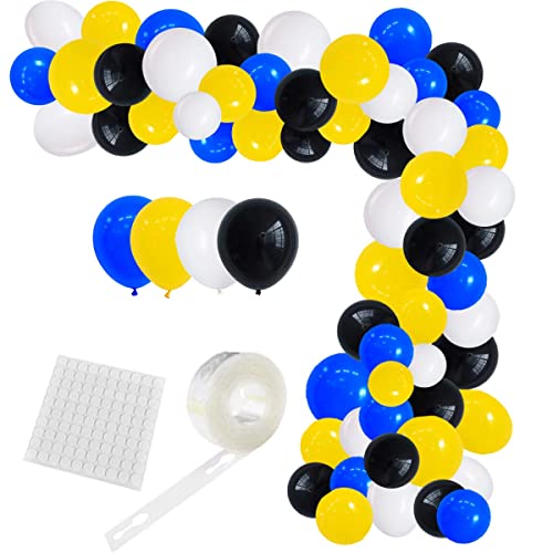 Blau Schwarz Gelb Weiß Ballon Girlande Bow Kit - 127PCS Königsblau Schwarz Gelb Weiß Ballons für Jungen Kinder Spongebob Batman Thema Geburtstag Graduierung Baby Dusche Party Dekorationen von PopularLdo