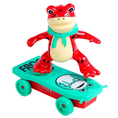 Porceosy Schiebe-Spielzeug mit Lichtern Soundeffekte Elektroroller Stunt Led 360-Grad-Rotierende Musik Interaktives Laufrad Frosch Rot von Porceosy