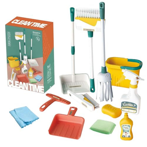 12pcs/ Set Kids Cleaning Toy Set Kleinkindreinigungsset für Kinder im Alter von 3+ Reinigungsspiele Playset Trep Play Housekeeping Supplies Kit Kit von Porgeel