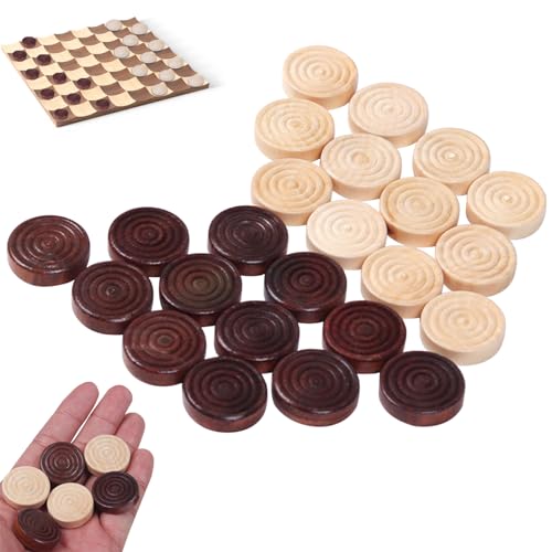 24pcs Checkers Stücke hölzerne Glatte Spiralgravigte Entwürfe Pädagogische runde lackierte Backgammon -Stücke von Porgeel