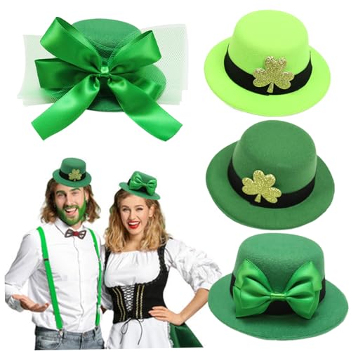 4PCS Mini St. Patricks Day Hut 5,3 x 2 Zoll Mini Green Top Hut St. Patrick Kostüm für Festival Haarzubehör von Porgeel