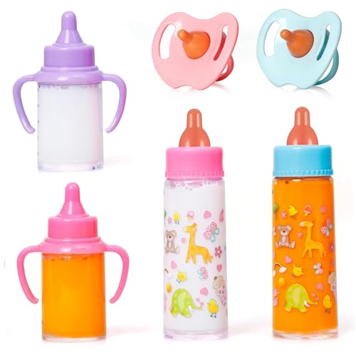 6pcs/Set Babypuppenflaschen Set mit Schnuller lustiger Magics Babypuppenflaschen mit verschwundenem Milch- oder Saft -Simulations -Puppenzubehör von Porgeel