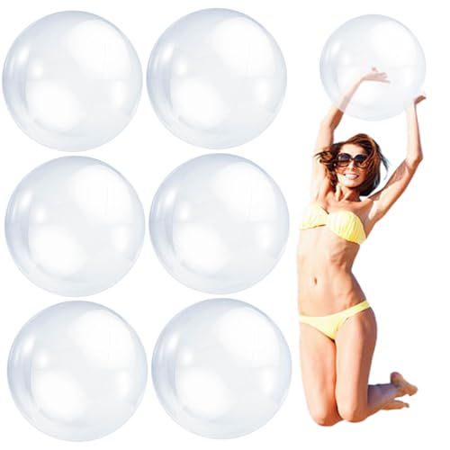 6pcs 16 '' Clear Beach Ball Giant Bad Ball Beach Bälle aufblasbare Bälle für Kinder aufblasbare Poolspielzeug Pool Party Dekorationen von Porgeel