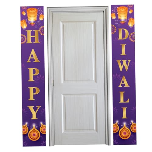 Diwali -Dekorationen Happy Diwali Banner 71 x 12 Zoll Außen in der Veranda Happy Diwali Zeichen Indisches Diwali Festival für Lichter Dekor und Vorräte für den Heimstil 2 von Porgeel