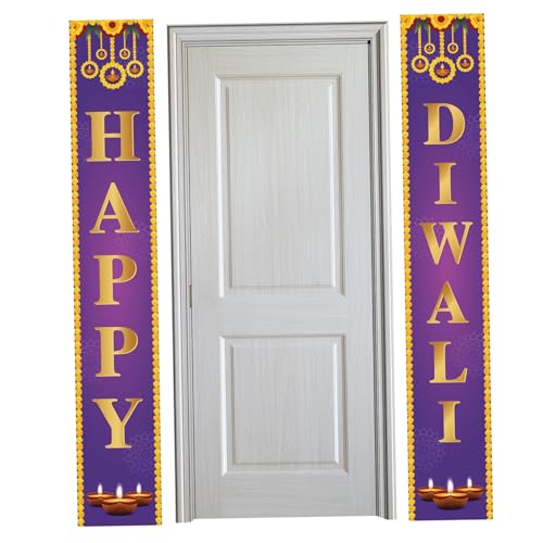 Diwali -Dekorationen Happy Diwali Banner 71 x 12 Zoll Außenporch Happy Diwali Zeichen Indisches Diwali Festival für Lichter Dekor und Vorräte für den Heimstil 1 von Porgeel