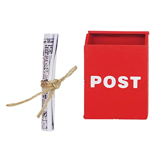 Holzpostkasten Miniatur Holz Postbox Mailbox mit Miniaturzeitungspuppen House Accessoires von Porgeel