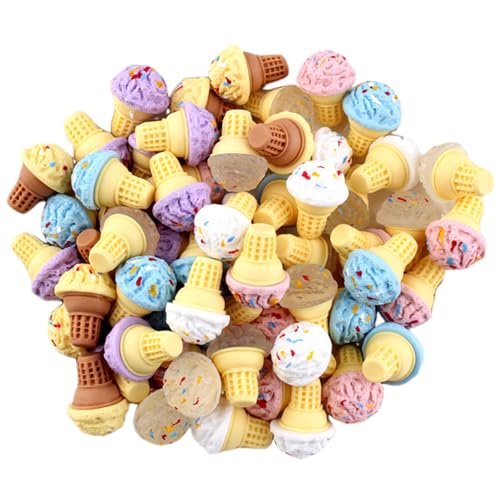 Mini -Eiscremekegel, 48pcs lebensechtiges Eisspielzeug, Harz Miniaturfutter, tun Sie vor, Food -Spielzeug für DIY Accessoires Mikrolandschaft Telefonhülle Dekor zu Spielen von Porgeel