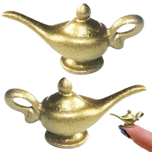 Porgeel 1 12 -Skala -Puppenhauszubehör, 2pcs Mini Doll House Alloy Aladdin Genie Lamp, DIY Miniature Dollhouse Accessoires für Dollhouse Decoration, Geschenk für Puppenhausliebhaber von Porgeel