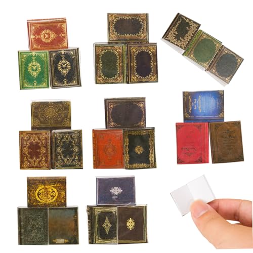 Porgeel 100 PCs Mini -Bücher 1: 12 Skala Tiny Dollhouse Books 8 Styles Library Miniatures Bücher Modell Dollhouse Accessoires von Porgeel