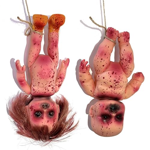 Porgeel 2 PCs gruselige Puppe Bloody gestorbene Mädchen & Boy 10 in Halloween Scary Haunted Doll Hanging PVC tragbare Horrorpuppen für Haunted House, Streichspiel Porgeel 2 PCs gruselige Puppe Bloody gestorbene Mädchen & Boy 10 in Halloween Scary Haunted Doll Hanging PVC tragbare Horrorpuppen für Haunted House, Streichspiel von Porgeel