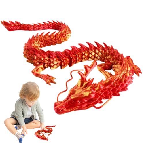 Porgeel 3D -Gedruckter Drache 12 Zoll Flexibler artikulierter Drache potenable Kristall Drachen Spannung Drachenspielzeug für die Autodekoration rot von Porgeel