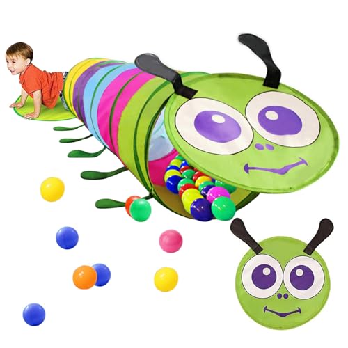 Porgeel 46x180 cm Kinder Spielen Tunnel für Kleinkinder Tunnelspielzeug Buntes Raupe Form niedliches Crawl durch Tunnelspielzelt von Porgeel