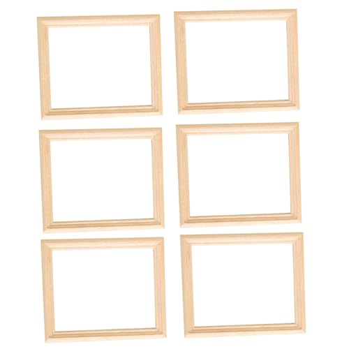 Porgeel 6pcs Miniatur -Bildrahmen Holz 1/12 Puppenhaus Bildrahmen unvollendete DIY Rechteck Miniaturrahmen von Porgeel