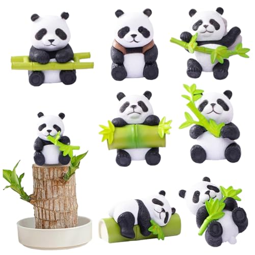 Porgeel 8pcs Brasilianische Holzpflanze Orament 8 Style Brazilwood Pflanze Süßes Panda Dekor Mini Panda Tier Brasilianisch Glücksholz für Innendesktop Dekoration(1) von Porgeel